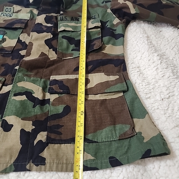 Air Force Issued Top Men Small Short Woodland Camo Button Up Shirt Long Sleeve - Picture 6 of 13